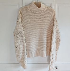 Cream Knit Sweater Mock Neck Universal Thread